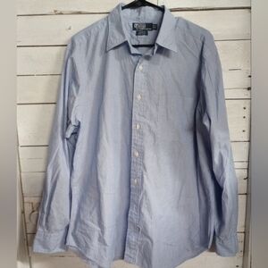 Polo Ralph Lauren Andrew Shirt Mens 16 1/2-34/35 XL Blue Dressy Business Career